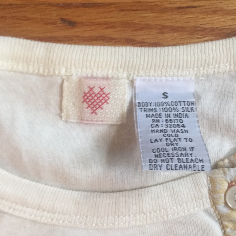 Cream long Sleeve anthro shirt with patches - Picture 2 of 5